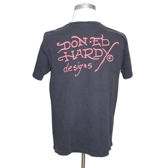 Vintage Ed Hardy T Shirt Mens XL Skull Star Tattoo Art Eagle Black y2k USA - Picture 2 of 7